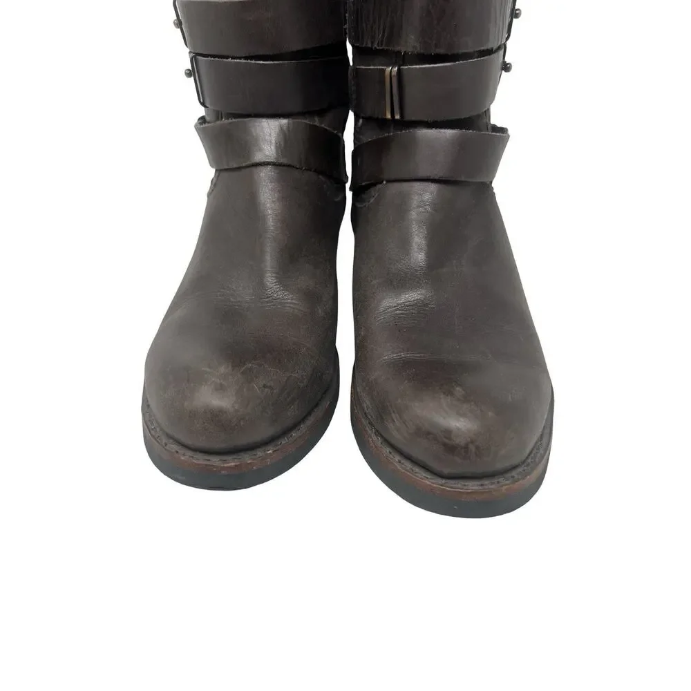 BUSSOLA Prague Ebony Leather Moto Riding Boots Knee High EU 40 / 9 - 9.5